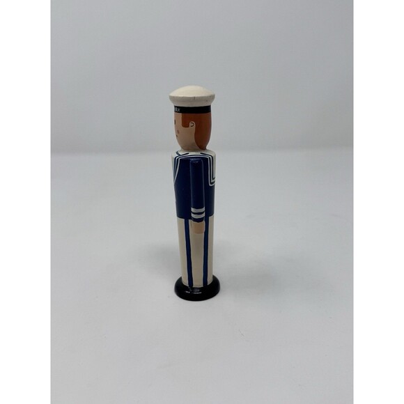 Vintage Hand Carved Wooden Sailor Nautical Navy Denmark Figurine 5” Souvenir - Picture 3 of 3